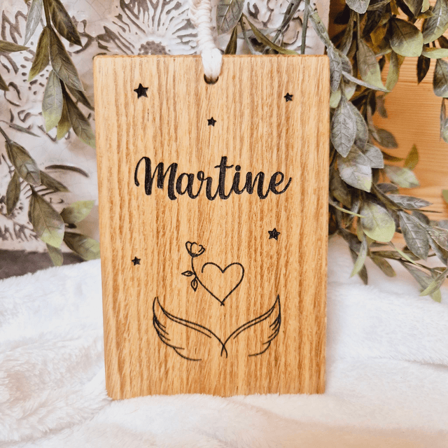 Plaque souvenir en Chêne à suspendre, personnalisable