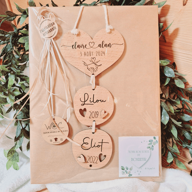 Guirlande de Famille Cœur – Prénoms et Dates de Naissance